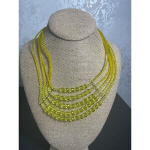 Vintage Multi-Strand Yellow Beaded Necklace